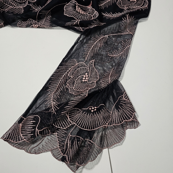 Alfani Floral Embroidered Flounce Sleeve Cottagecore Top Sz M - Picture 9 of 10